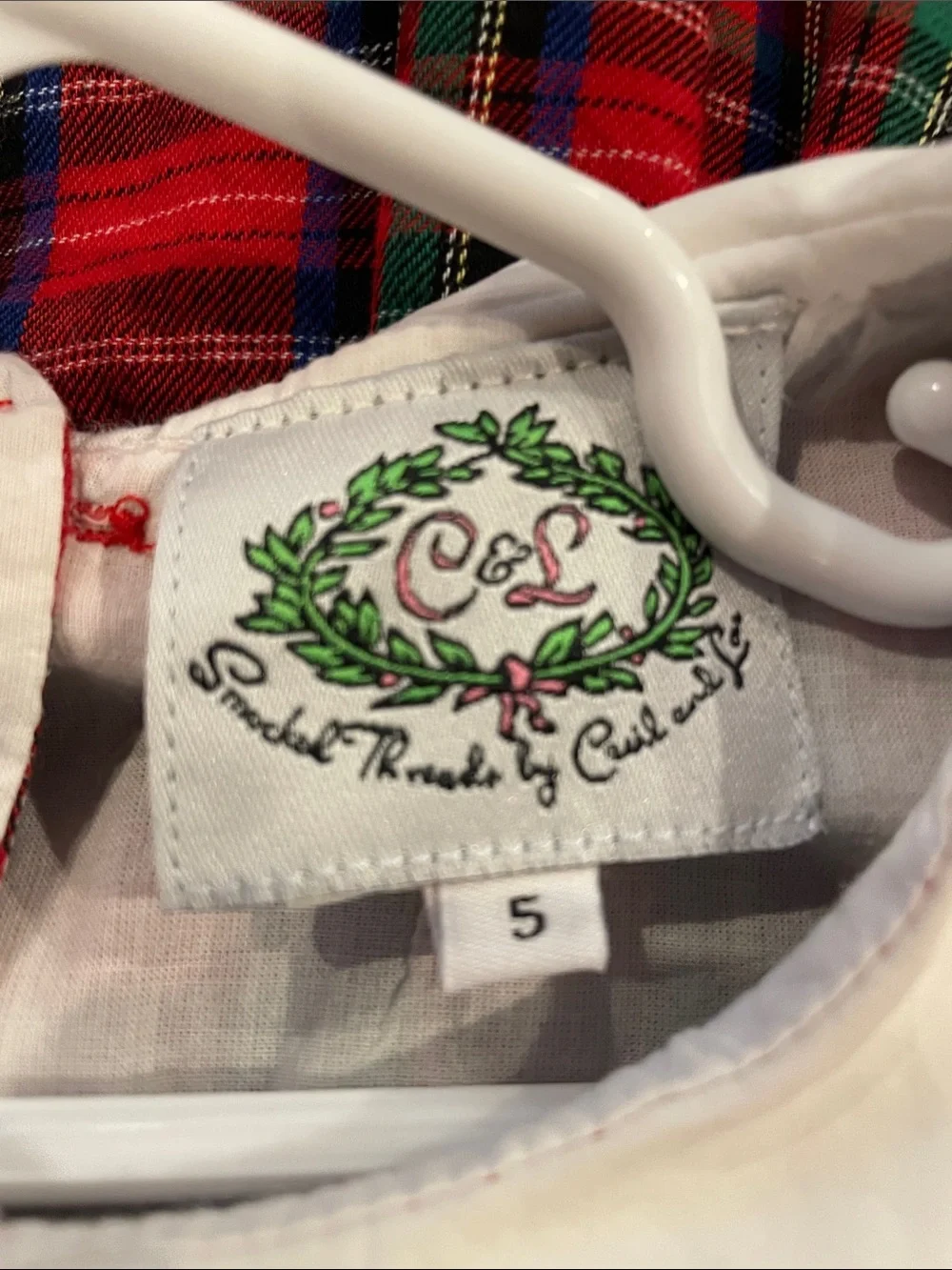 Classic Red Plaid Girls' Costume Dress with White Collar. -Excelent condition